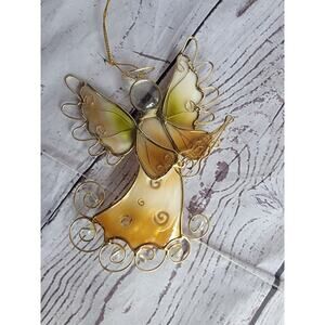 Capiz Shell / Stain Glass Angel Ornament With Violin